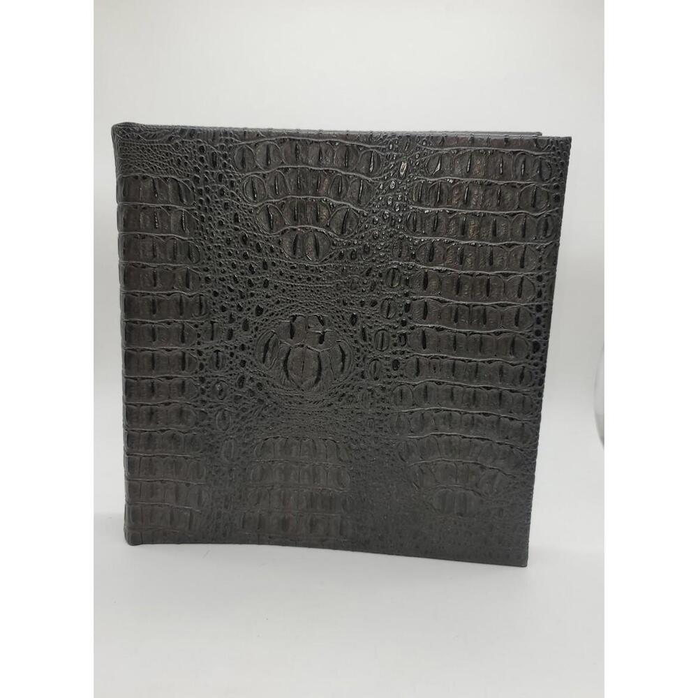 Two's Company Leather Faux Croc Photo Album  Memory Book Black